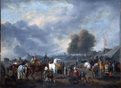Pictură de șevalet - Wouwerman, Philips (cercul lui); Târgul de cai