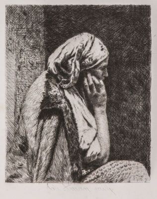 Gravură - Aman, Theodor; Grija