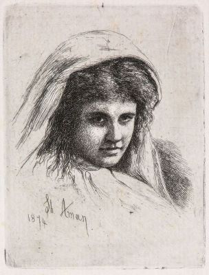 Gravură - Aman, Theodor; Cap de țărancă