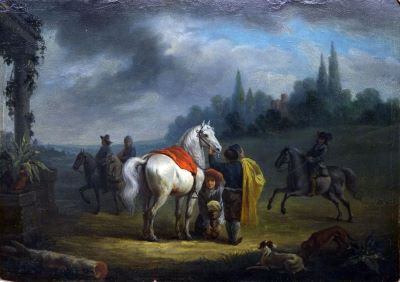 pictură de șevalet - Wouwerman, Pieter; Pregătirea de vânătoare