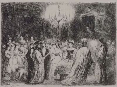 Gravură - Aman, Theodor; Cununie ortodoxă