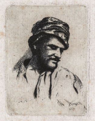 Gravură - Aman, Theodor; Portret de bărbat