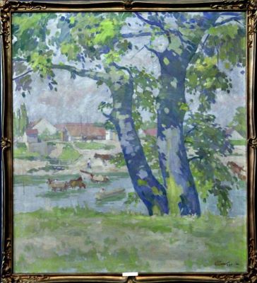 Pictură de șevalet - Popp, Aurel; Plopii