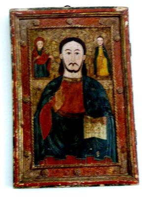 Icoană pe lemn - Ioan Diacul din Lunca; Iisus Pantocrator