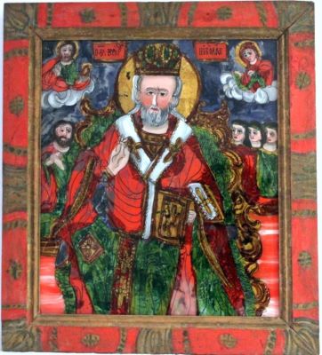Icoană pe sticlă - Ioan Morar; Sf. Nicolae