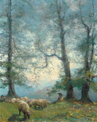 Pictură de șevalet - Verona (Garguromin), Arthur; Ciobani în pădure
