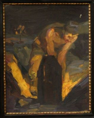Pictură de șevalet - Popp, Aurel; Miner în ocnă