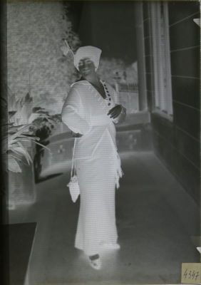 Clișeu pe sticlă; Tânără pe veranda unei case