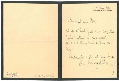 Scrisoare - Marghiloman, Alexandru; Alexandru Marghiloman [către I. Miclescu]