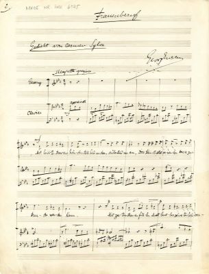 Manuscris muzical autograf complet - George Enescu; „Frauenberuf”, pe versuri de Carmen Sylva