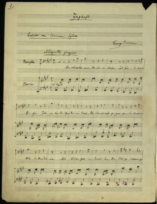Manuscris muzical complet - George Enescu; „Zaghaft”, pe versuri de Carmen Sylva