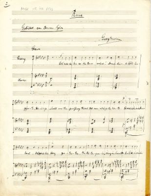 Manuscris muzical autograf complet - George Enescu; „Reue”, pe versuri de Carmen Sylva