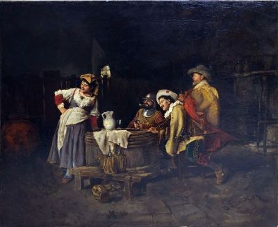 pictură de șevalet - Berghini, E.; Scenă de cârciumă
