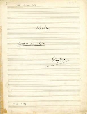 Manuscris muzical autograf complet - George Enescu; „Schlaflos”, pe versuri de Carmen Sylva
