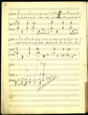 Manuscris muzical autograf complet - George Enescu; „Reue”, pe versuri de Carmen Sylva