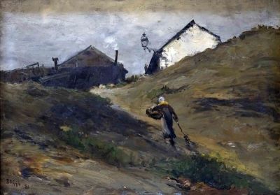 pictură de șevalet - FRANK BOGGS / FRANK MYERS BOGGS (Springfield / Ohio, 1855 – Meudon / Hauts-de-Seine, 1926); Peisaj din împrejurimile Parisului