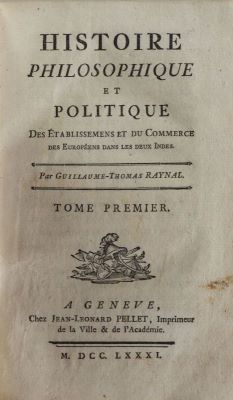 Carte veche - Par Guillaume-Thomas Raynal [Raynal, Guillaume-Thomas François]; Histoire philosophique et politique des établissemens et du commerce des Européens dans les deux Indes