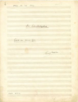 Manuscris muzical autograf complet - George Enescu; „Der Schmetterlingskuss”, pe versuri de Carmen Sylva