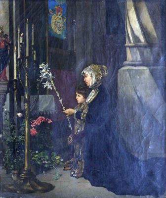 pictură de șevalet - Goupil, Léon-Lucien; La biserică