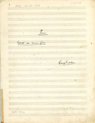 Manuscris muzical autograf complet - George Enescu; „Reue”, pe versuri de Carmen Sylva