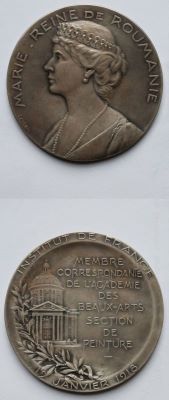 Medalie; Regina Maria - membru corespondent al Academiei de Arte Frumoase din Paris