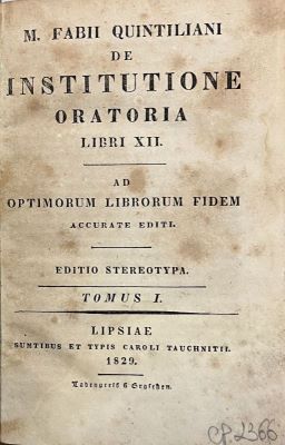 Carte veche - Marcus Fabius Quintilianus, autor; M. Fabii Quintiliani De institutione oratoria libri XII. Ad optimorum librorum fidem accurate editi