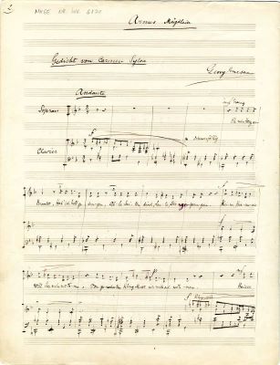 Manuscris muzical autograf complet - George Enescu; „Armes Mägdlein”, pe versuri de Carmen Sylva