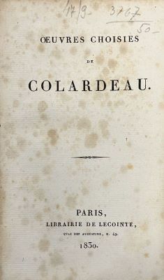 Carte veche - Charles Pierre Colardeau, autor; Oeuvres choisies