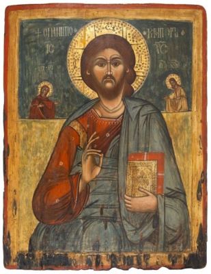 Icoană pe lemn; Iisus Hristos Pantocrator