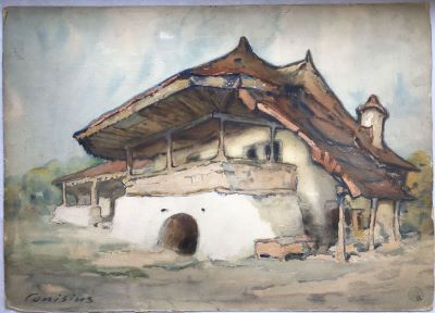 Acuarelă - Canisius, Richard; Casă din strada Teilor, București