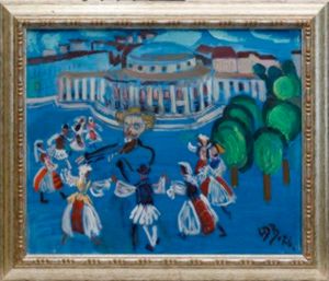 Pictură de șevalet - Dem. Bălăcescu, Lucia; Horă la Viena cu umbra lui Strauss