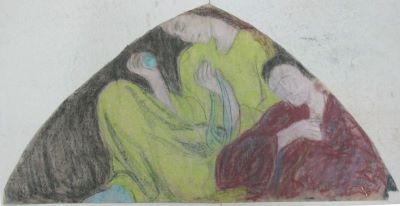 Desen - Cuțescu Storck, Cecilia; Compoziție pentru o lunetă aparținând ansamblului de picturi murale din locuința artistei; Verso: Compoziție cu urs Koala