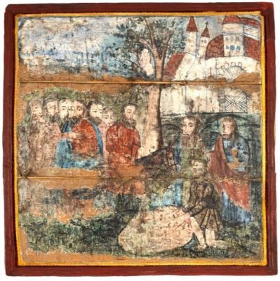 Frescă - Zugrav Kiril; Intrarea în Ierusalim (Duminica Floriilor)