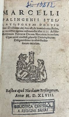 Carte veche - Marcello Palingenio Stellato, autor; Marcelli Palingenii Stellati poetae doctissimi Zodiacus vita