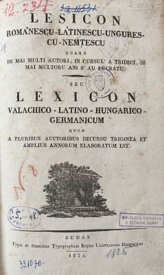 Carte veche - Samuil Micu, Vasile. Coloși, I. Corneli, Petru Maior, Ioan Theodorovici și Alexandru Teodori, autori; Lesicon romảnescu-lảtinescu-ungurescu-nemtescu