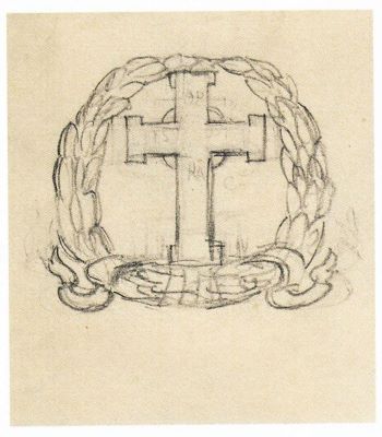 Desen - Storck, Frederic; Schiță monument funerar – Cruce