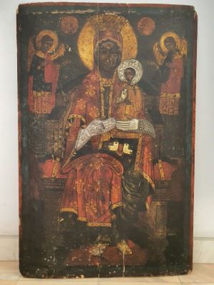 Icoană - anonim; Maica Domnului cu Pruncul între Arhangheli