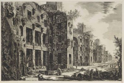 Gravură - Piranesi, Giovanni Batista; Vedere cu vestigiile termelor lui Dioclețian