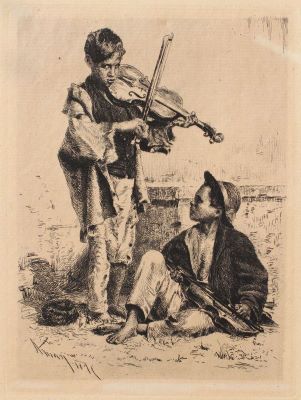 Gravură - Aman, Theodor; Țigani lăutari