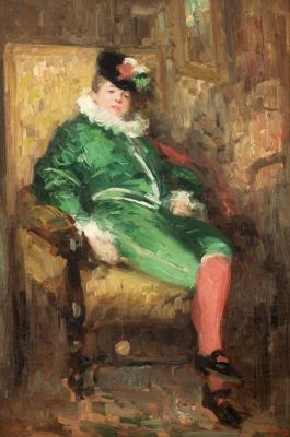 Pictură de șevalet - Grigorescu, Nicolae; Costum verde de bal (Colombina în verde)