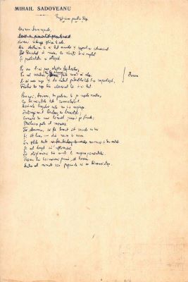 Manuscris - Mihail Sadoveanu; Mihail Sadoveanu: „Rugăciuni”