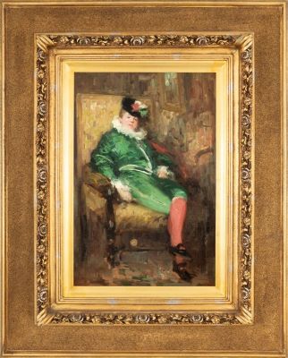 Pictură de șevalet - Grigorescu, Nicolae; Costum verde de bal (Colombina în verde)