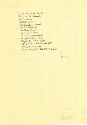 Manuscris - Mihail Sadoveanu; Poezii de dragoste scrise de Mihail Sadoveanu și trimise Valeriei Mitru, în perioada 26.I-9.XI.1942 (45 poezii)