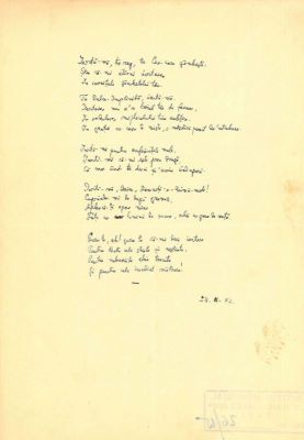 Manuscris - Mihail Sadoveanu; Poezii de dragoste scrise de Mihail Sadoveanu și trimise Valeriei Mitru, în perioada 26.I-9.XI.1942 (45 poezii)