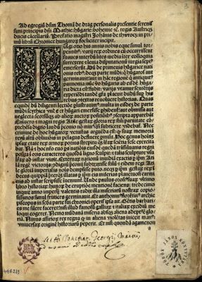 incunabul - Thurocz, Johannes de; Chronica Hungarorum