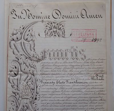 Diplomă - Cancelaria Papală; Diploma papei Pius IX, în care întărește numirea lui Fogarasy Mihály în funcția de episcop de Transilvania