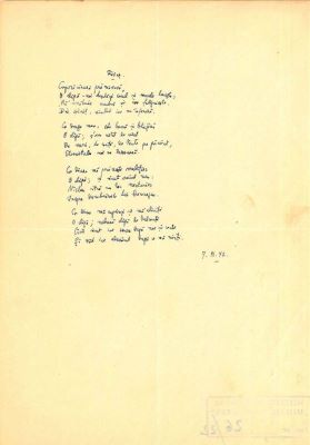 Manuscris - Mihail Sadoveanu; Poezii de dragoste scrise de Mihail Sadoveanu și trimise Valeriei Mitru, în perioada 26.I-9.XI.1942 (45 poezii)