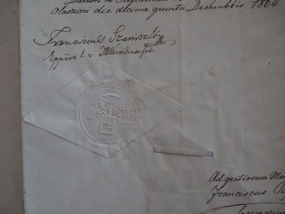 Cancelaria Imperială; Diplomă de numire acordată lui Mihály Fogarasy în funcția de canonic cantor al catedralei de Oradea