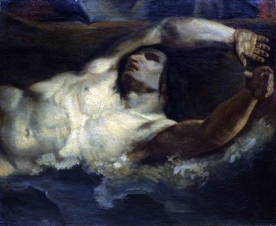 pictură de șevalet - Delacroix, Ferdinand Victor Eugène (atribuit/copie); Studiu de nud pentru „Barca lui Dante”