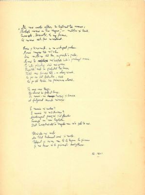 Manuscris - Mihail Sadoveanu; Poezii de dragoste scrise de Mihail Sadoveanu și trimise Valeriei Mitru, în perioada 26.I-9.XI.1942 (45 poezii)